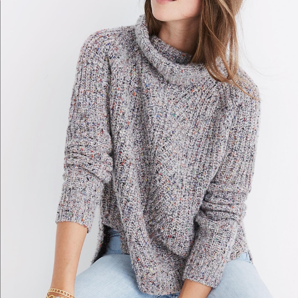 Madewell Colorfleck Ribbed Turtleneck Sweater